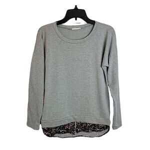 Twenty Second Gray Floral Hem Elbow Patch Pullover Sweatshirt Women's Size Small